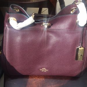 Authentic Coach Oxblood Pebble Turnlock Edie Purse